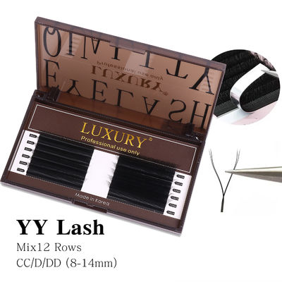YY ল্যাশ এক্সটেনশন CC/D/DD Curl 0.10 মিমি বেধ ভলিউম এক্সটেনশন 8-14 মিমি দীর্ঘ স্থায়ী ম্যাট কালো মিথ্যা ল্যাশ